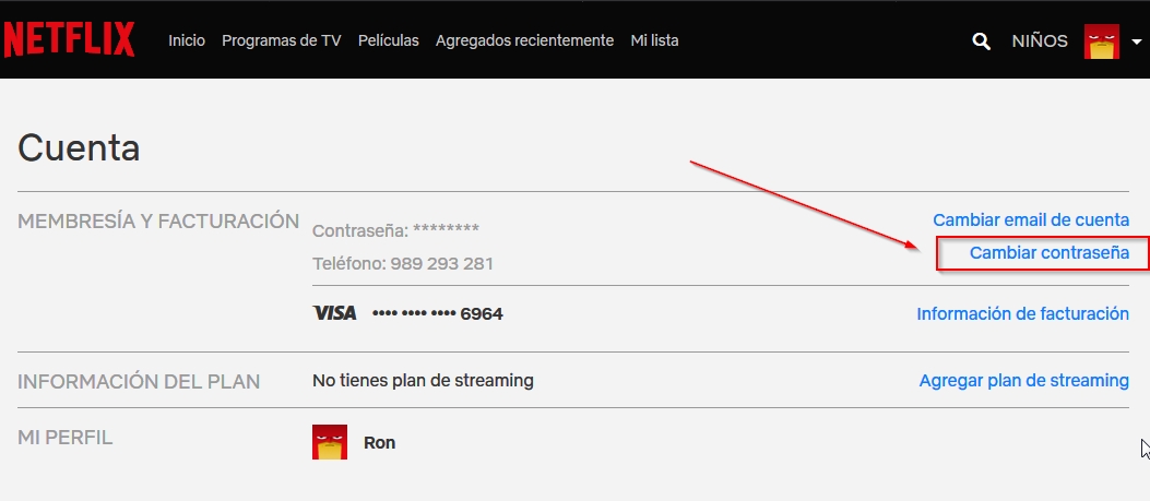 Cambiar contrasena desconectar dispositivos netflix