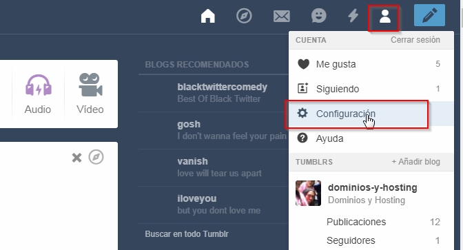 tumblr perfil configuracion