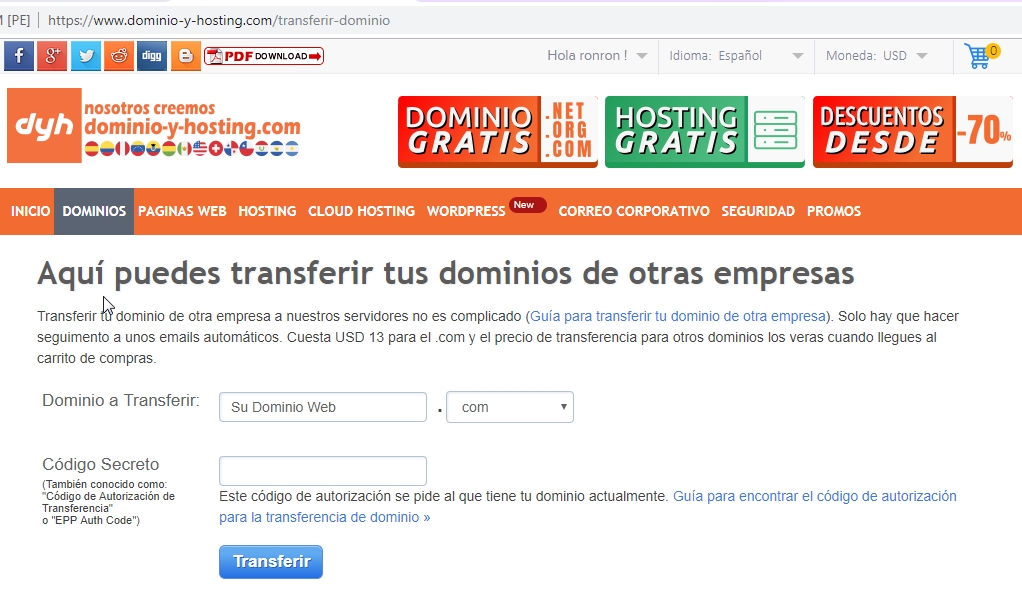 Como transferir un dominio web