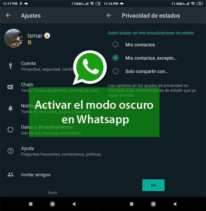 Cómo activar modo oscuro en Whatsapp