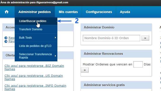 Panel de usuario Dominio-y-hosting.com